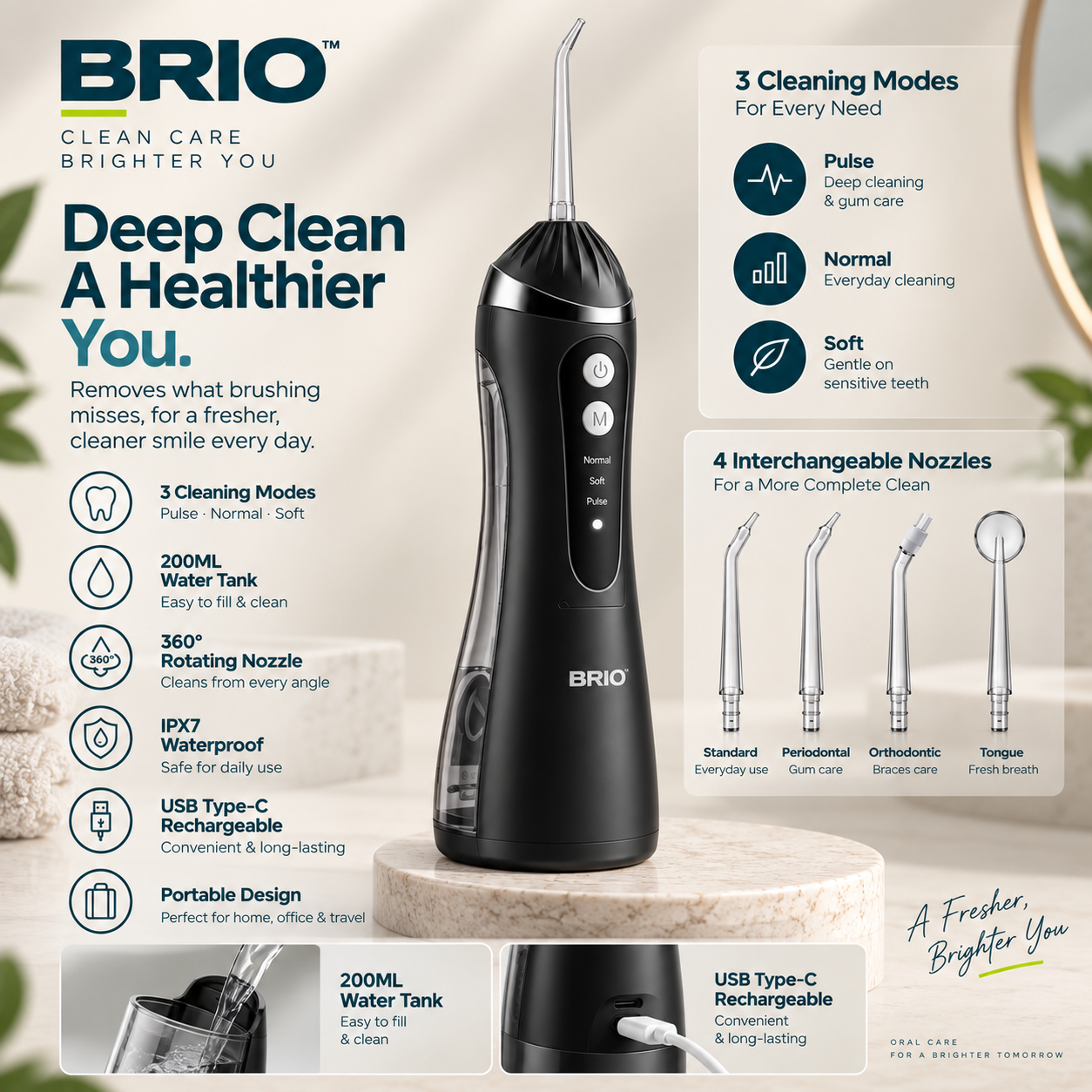 BRIO Portable Water Flosser